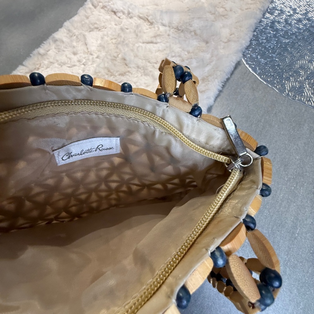 Charlotte Russe Wooden Bead Flower Shoulder Bag - Picture 5 of 13